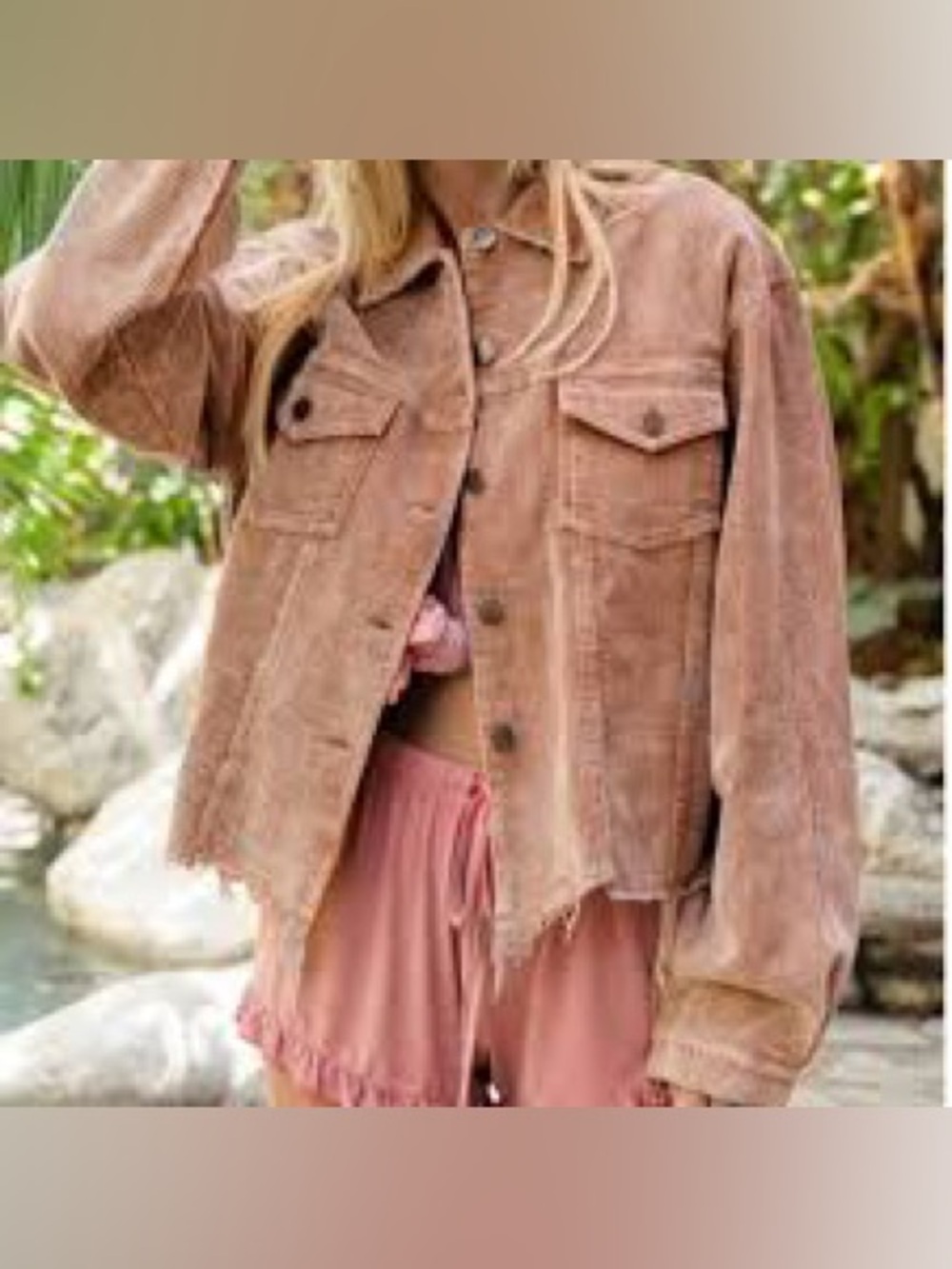 12th Tribe Oversized Raw Edge Corduroy Shacket | M